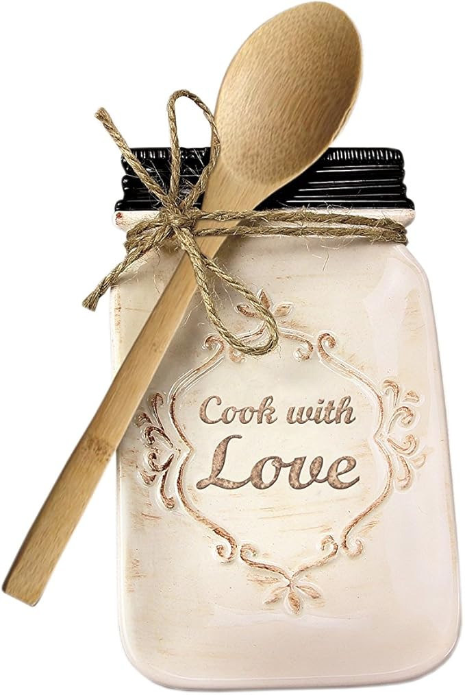 Young's Ceramic Holder with Spoon, 8", 8", Cream | Amazon (US)