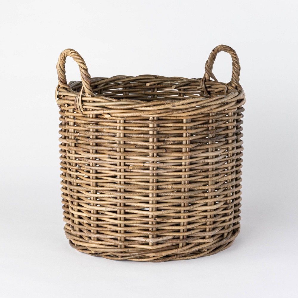 Decorative Round Kooboo Rattan Basket 16"" x 14"" Gray - Threshold designed with Studio McGee | Target