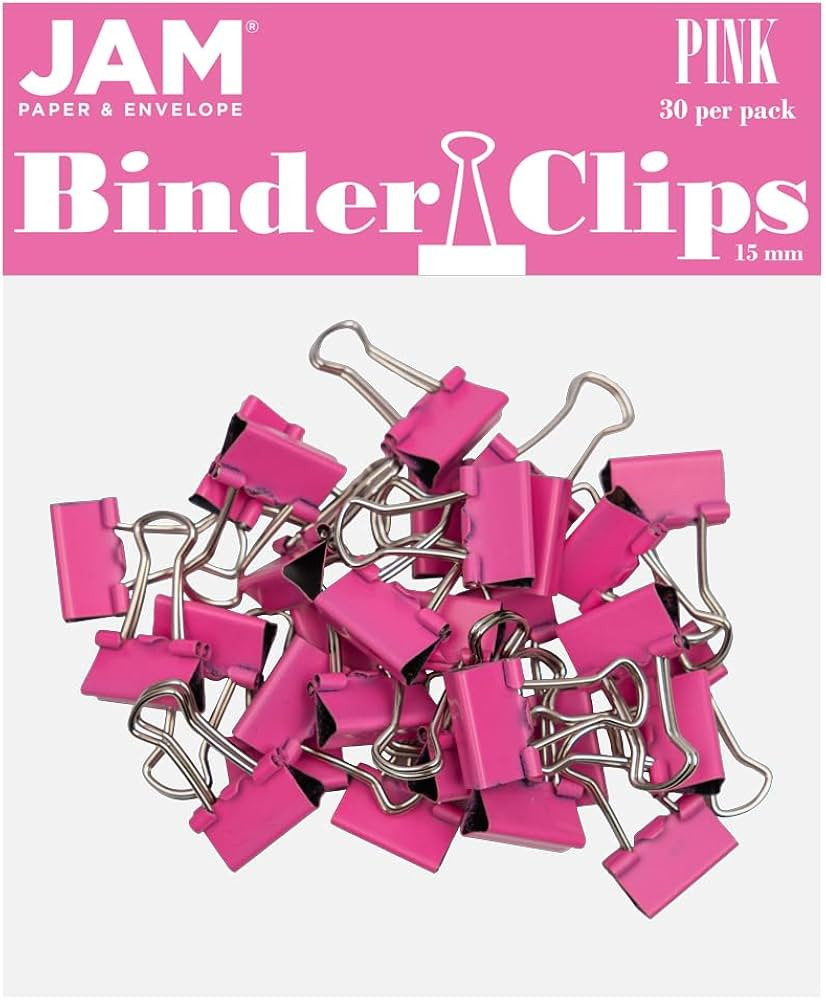 JAM PAPER Colorful Binder Clips - Extra Small - 3/5 Inch (15 mm) - Pink Binderclips - 30/Pack | Amazon (US)