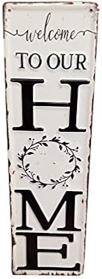 Vintage Tin Welcome to Our Home Sign Wall Decor 15.75 Inches | Amazon (US)