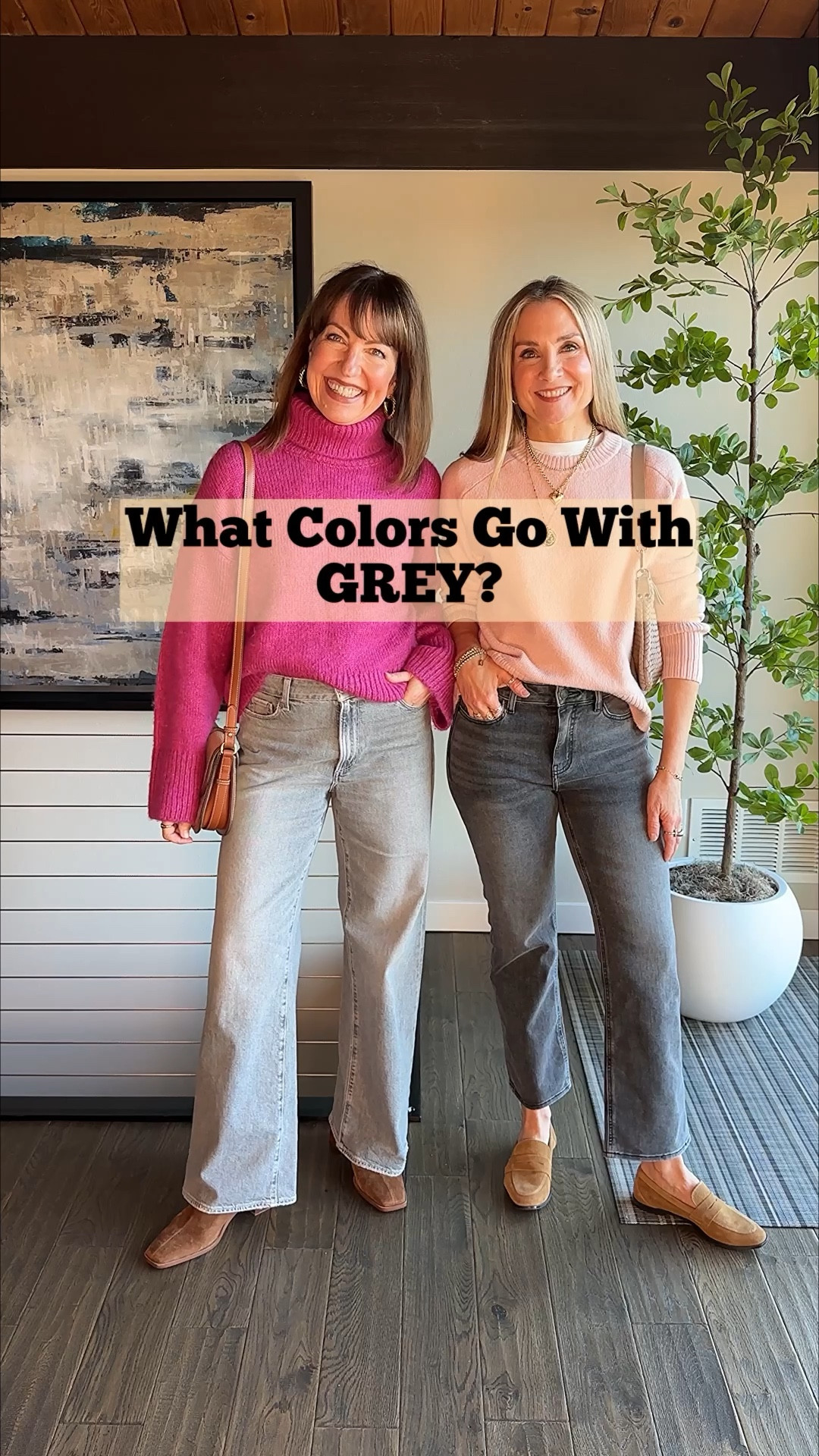 Comment SHOP for links!🔗 Must be following our account to receive this message!⚠️ Next in our series of what to wear with trending colors, we’re styling gray pants! 
Instead of black, reach for gray as we slowly inch toward spring! It goes with all your winter colors and pairs so well with pastels for warmer temperatures. I love my super soft light gray denim, and Julie’s darker gray jeans are so cute with all her tops. All 10 out of 10!👍🏻 We’re both 5’6 and wear a size 2/4 in jeans. 
Which is your favorite color combo??
How to Shop:🛍️
-Comment SHOP and we’ll send links to pants, tops, shoes and accessories!
-Click the link in our bio to shop our LTK
-Watch our stories for links! 

Gray jeans, Paige denim, Quince jeans, 

#LTKOver40 #LTKWorkwear #LTKgrwm