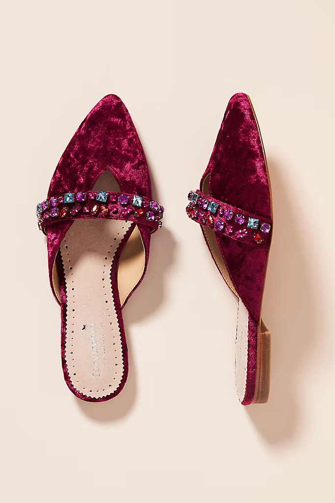 Farylrobin Tarray Embellished Velvet Flats | Anthropologie (US)