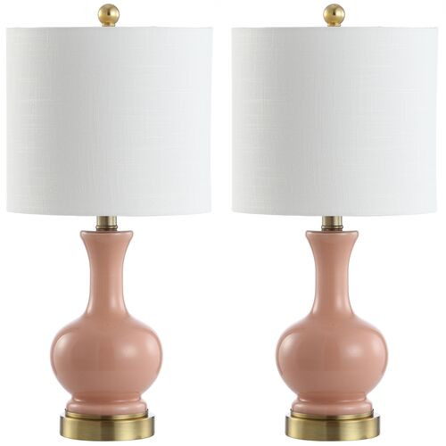 Set of 2 Saskia Table Lamps - Pink | Desk Lamp, Bedside Lamp | One Kings Lane