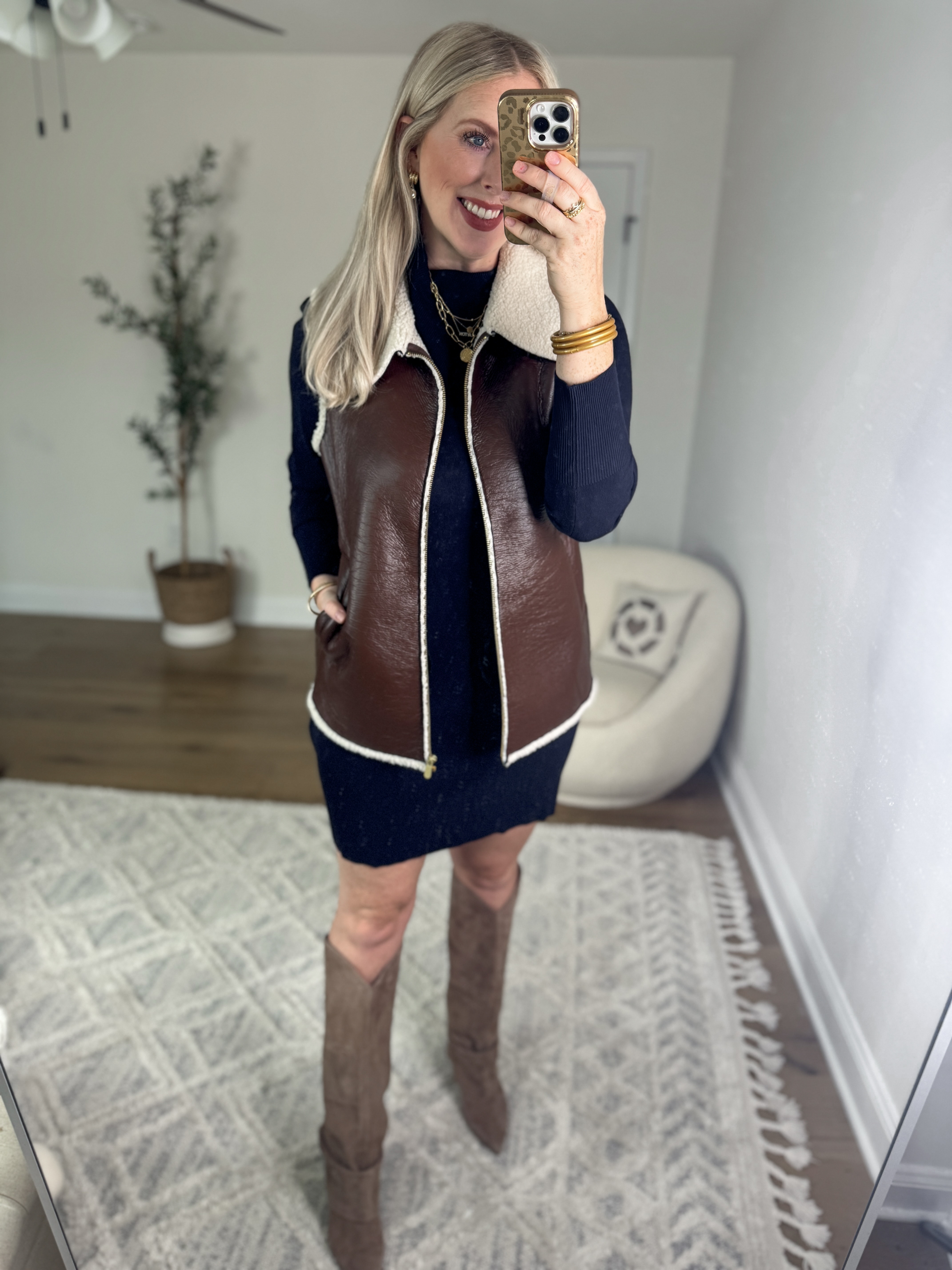 Daily try on, Walmart outfit, Walmart fashion, Walmart try on, free assembly, sweater dress, vest, Marc fisher boots 

20% off BOOTS with code KELSSEYLAYTON 

#LTKStyleTip #LTKFindsUnder50 #LTKShoeCrush