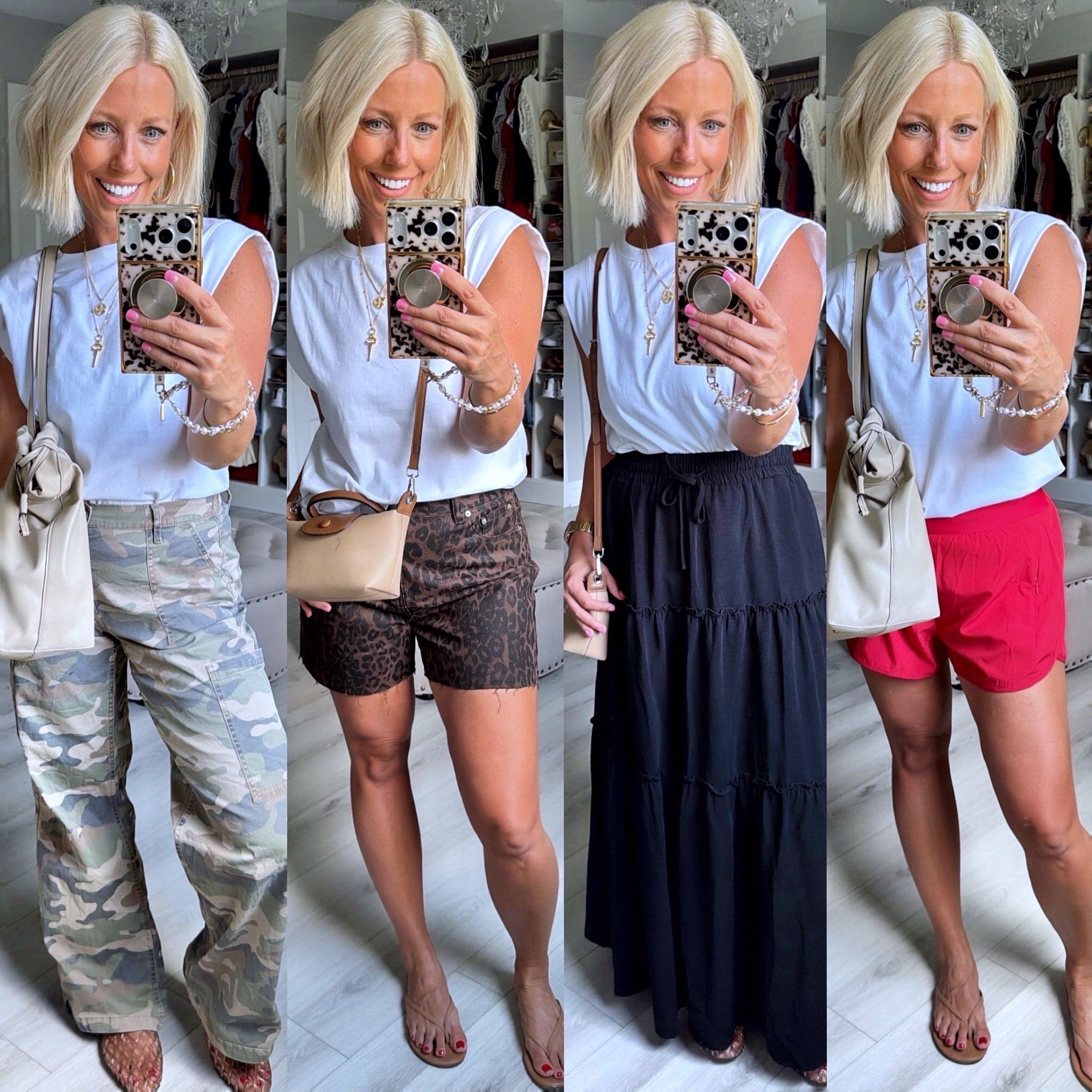 Tee small
Camo pants medium regular
Leopard shorts sized up 2 sizes to an 8
Skirt small
Red shorts medium

#LTKSaleAlert #LTKootd #LTKmomlife