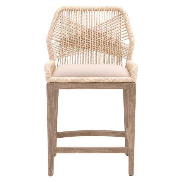 Intricate Rope Weaved Padded Counter Stool, Beige and Brown | Walmart (US)