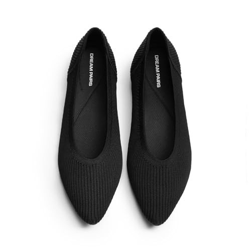DREAM PAIRS Women's Knit Ballet Dressy Flats Comfortable Washable Flexible Breathable Casual Classic Work Office Walk Pointed Toe Flats,Size 7.5,Black,SDFA26003W | Amazon (US)
