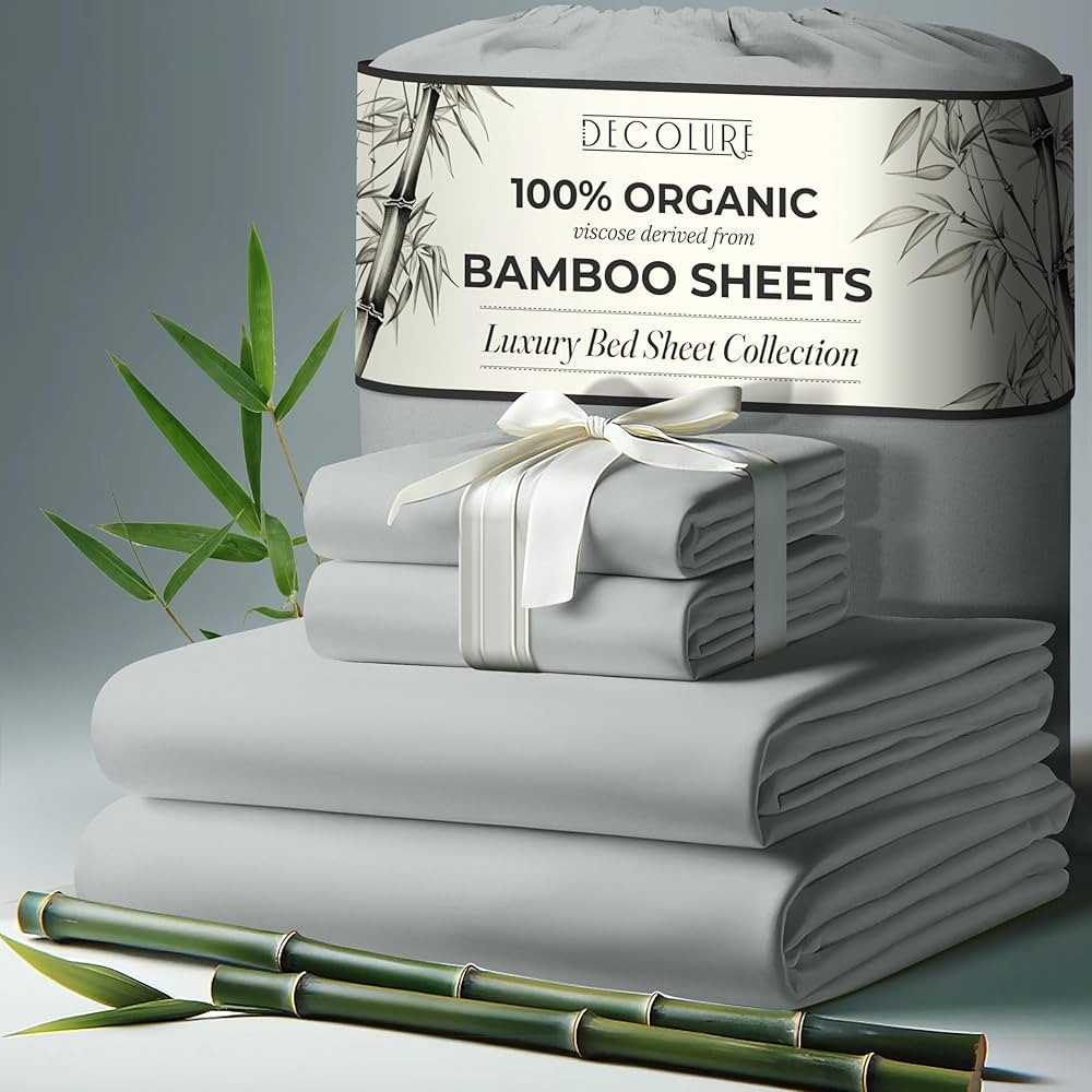 DECOLURE 100% Organic Viscose Derived from Bamboo Sheets King Size 4pcs - Ultra Soft & Luxuriousl... | Amazon (US)