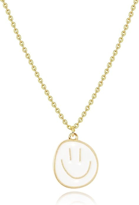 AULSIEY Colorful Smile Pendent Necklace 14K Gold Plated Chain Necklace Preppy Jewelry Trendy Neck... | Amazon (US)