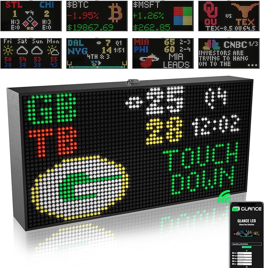 PANELFI Glance LED – The All-in-One LED Ticker, Digital Clock, Retro Display, Real-Time Smart C... | Amazon (US)
