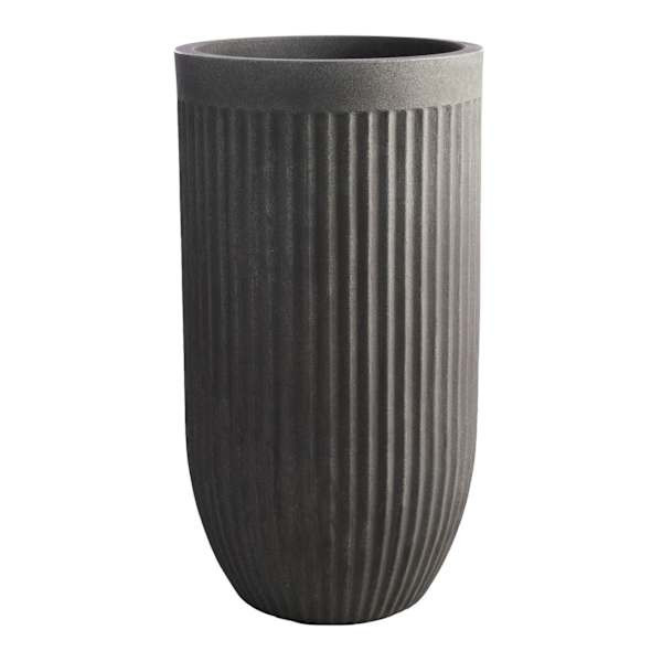 Japi Dark Grey Tall Fluted Outdoor Planter At Home, Pe | At Home