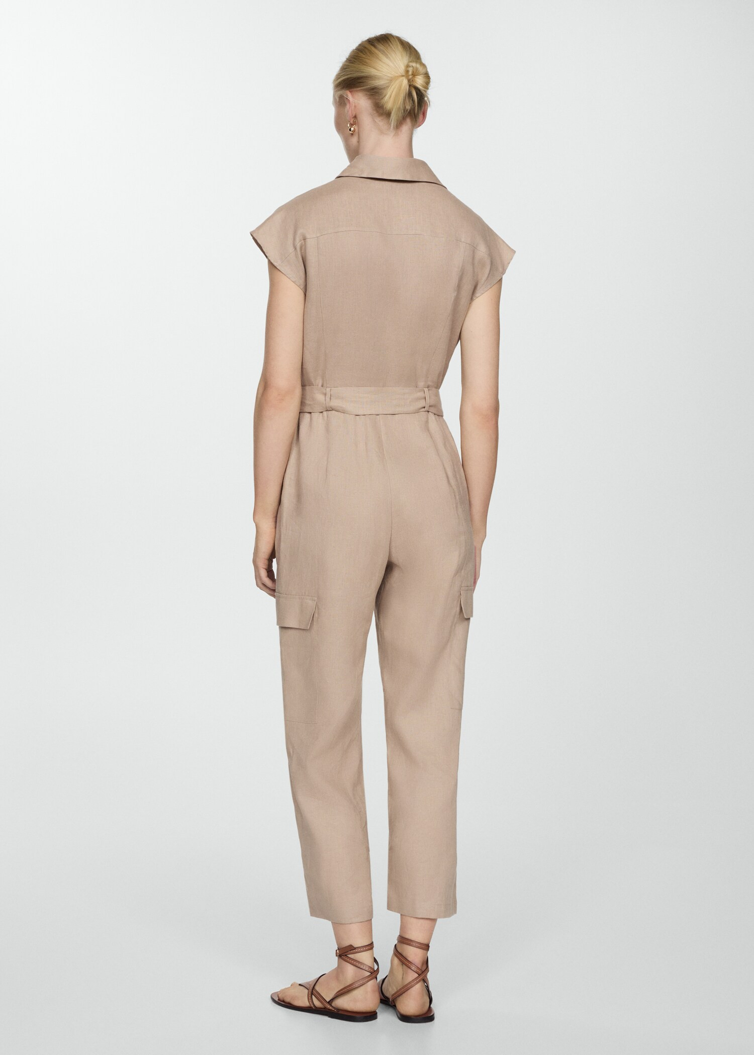 Cargo-style linen jumpsuit | MANGO (UK)