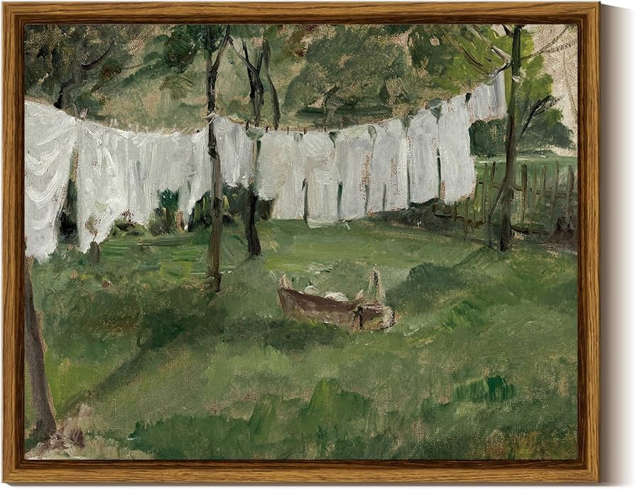 InSimSea Framed Canvas Wall Art,Vintage Laundry Room Art Print, Antique Oil Painting, Country Lan... | Amazon (US)