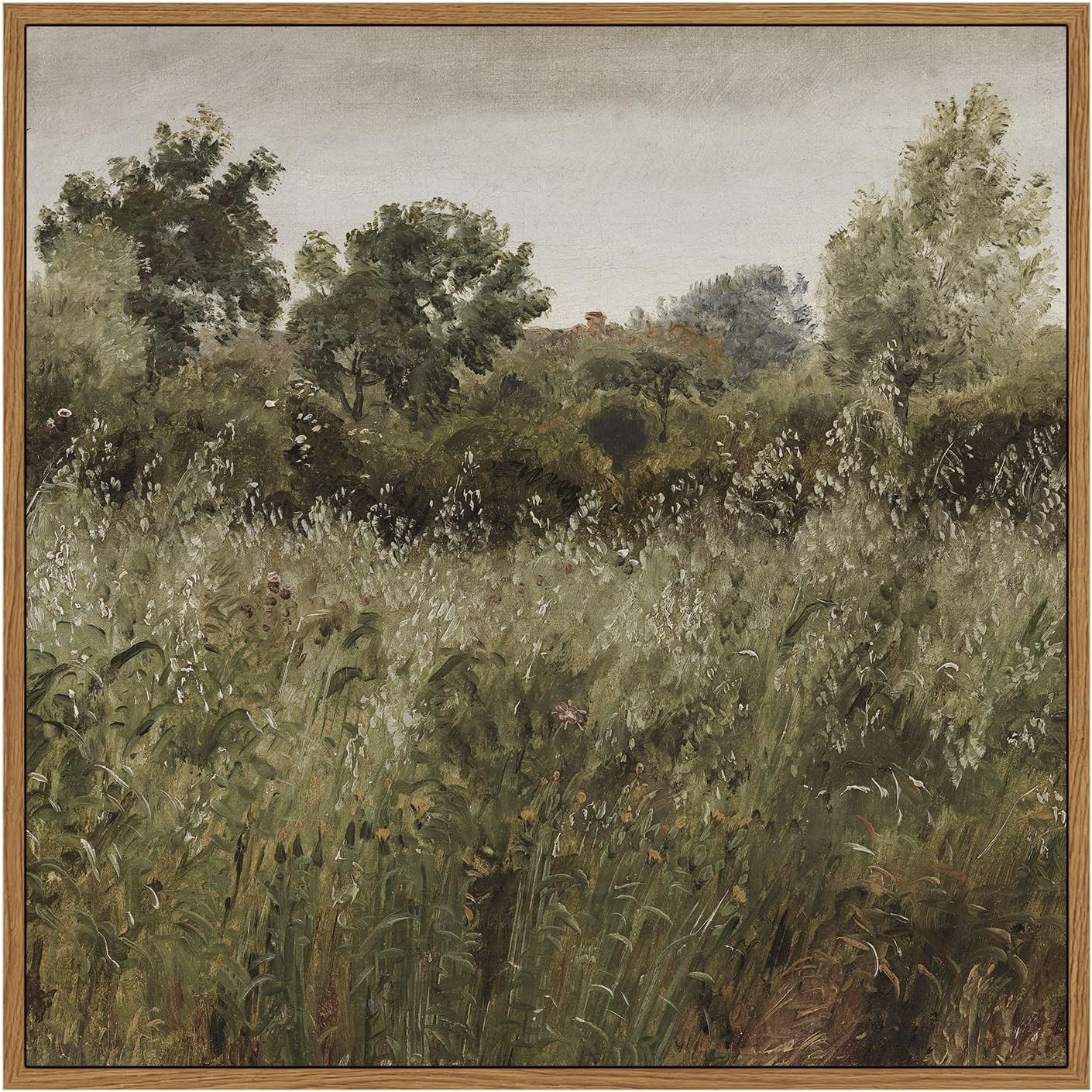 InSimSea Square Framed Canvas Wall Art, Vintage Farmhouse Natural Field Wall Art Prints, Desk Dec... | Amazon (US)