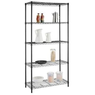 5-Tier Steel Wire Shelving Unit in Black (36 in. W x 72 in. H x 16 in. D) | The Home Depot