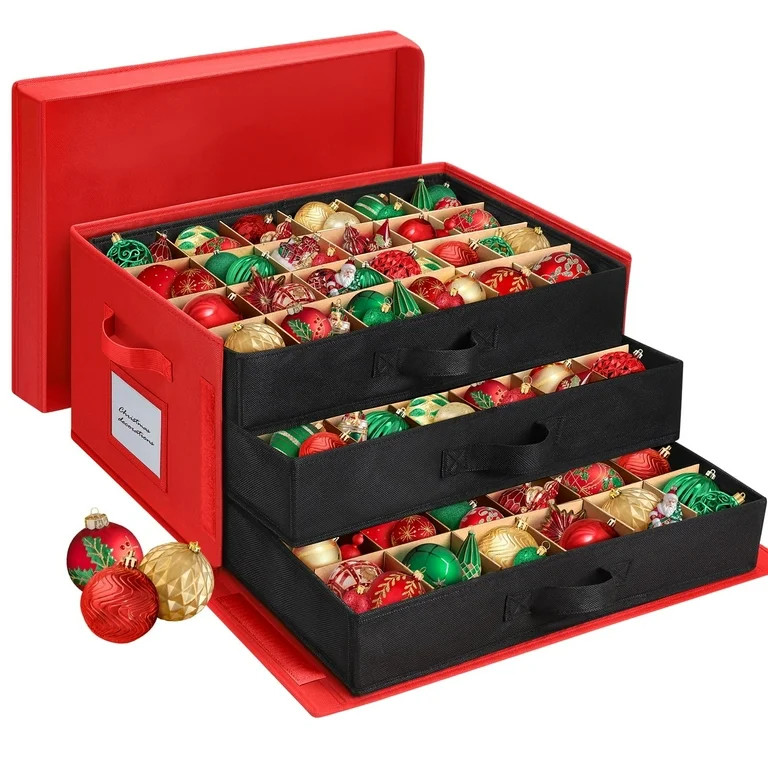 Ayieyill Premium Large Christmas Ornament Storage Box, Christmas Ornament Organizer, with Side Op... | Walmart (US)