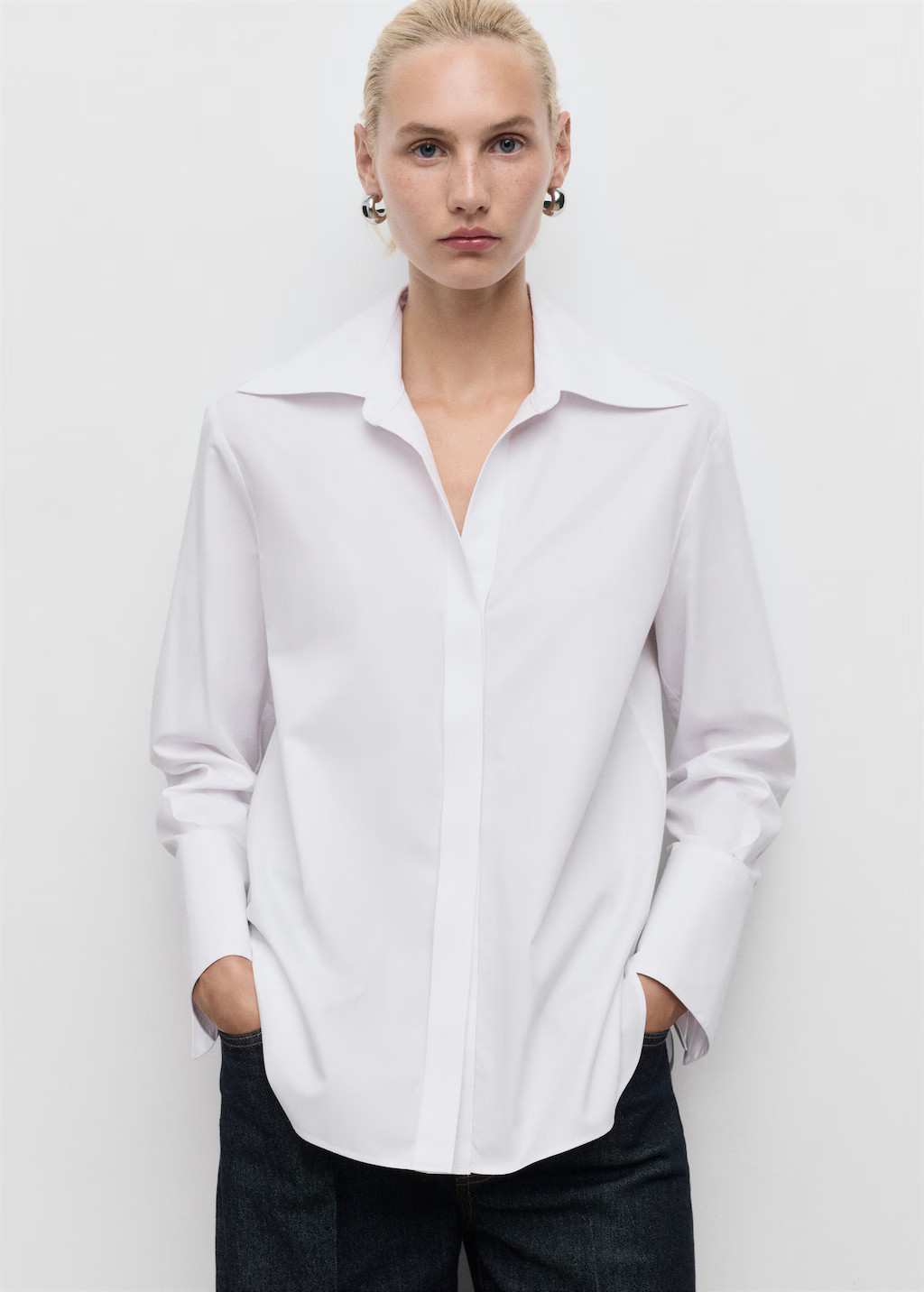 Shirt with concealed placket and collar | Mango (US/MX/AU)