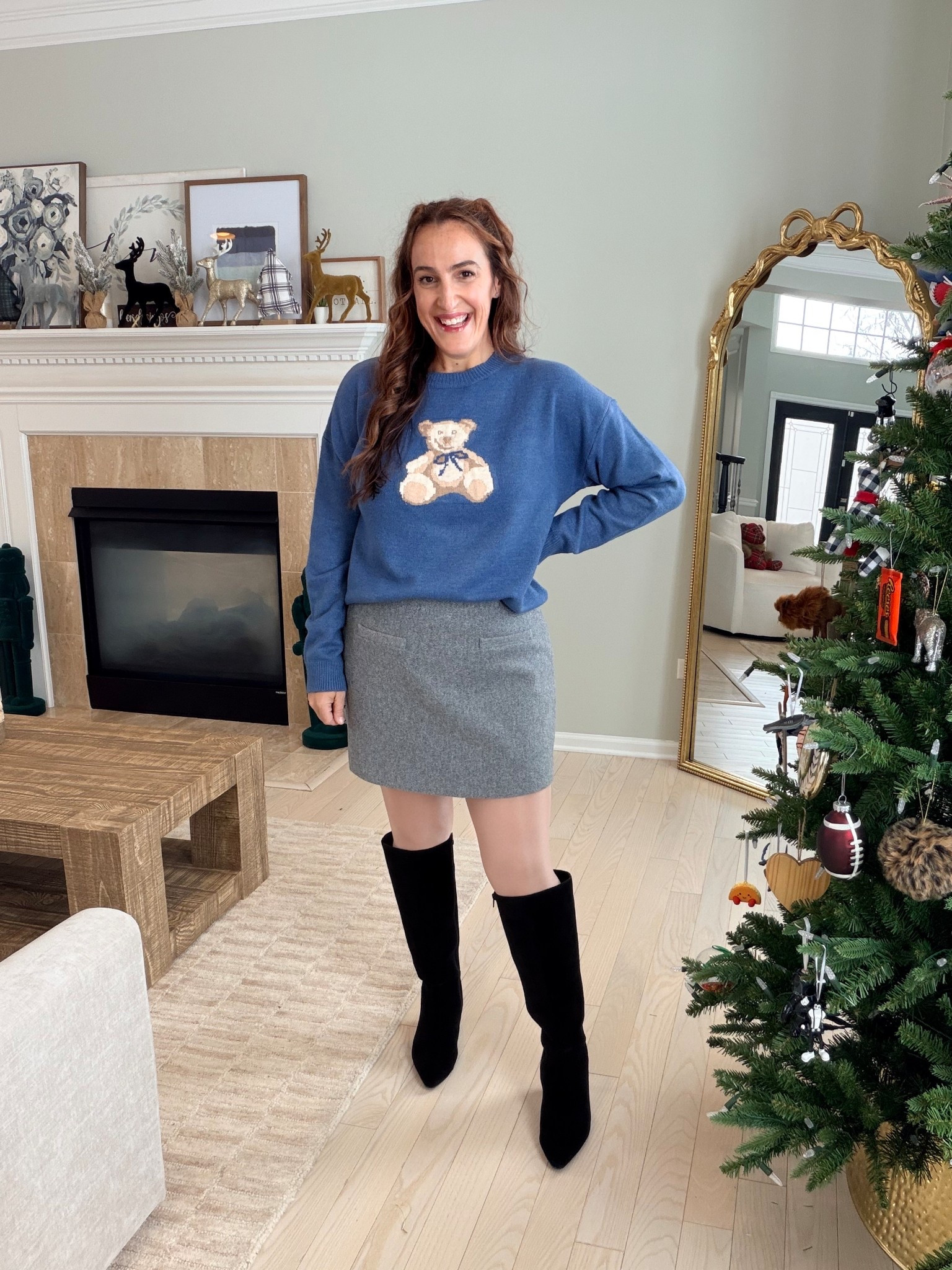 Love this look for the holidays! Wearing size medium in the sweater and 10 in the skirt! 

#LTKOver40 #LTKootd #LTKHoliday