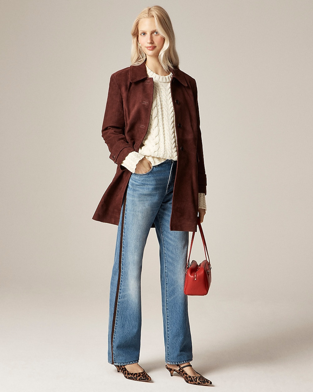 Mid-rise relaxed straight jean with suede stripe | J. Crew US