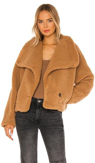 Free People Izzy Wrap Teddy Jacket in Tan. - size S (also in L, M, XS) | Revolve Clothing (Global)