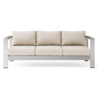 Shore Silver Beige Outdoor Patio Aluminum Sofa | The Home Depot