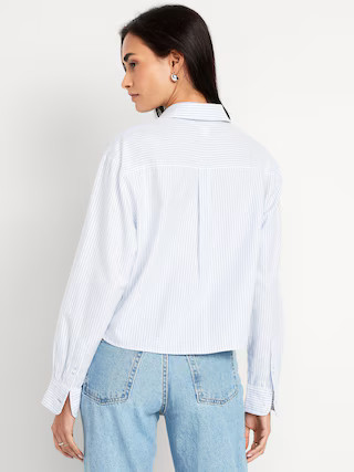 Cropped Button-Down Oxford Shirt | Old Navy (US)