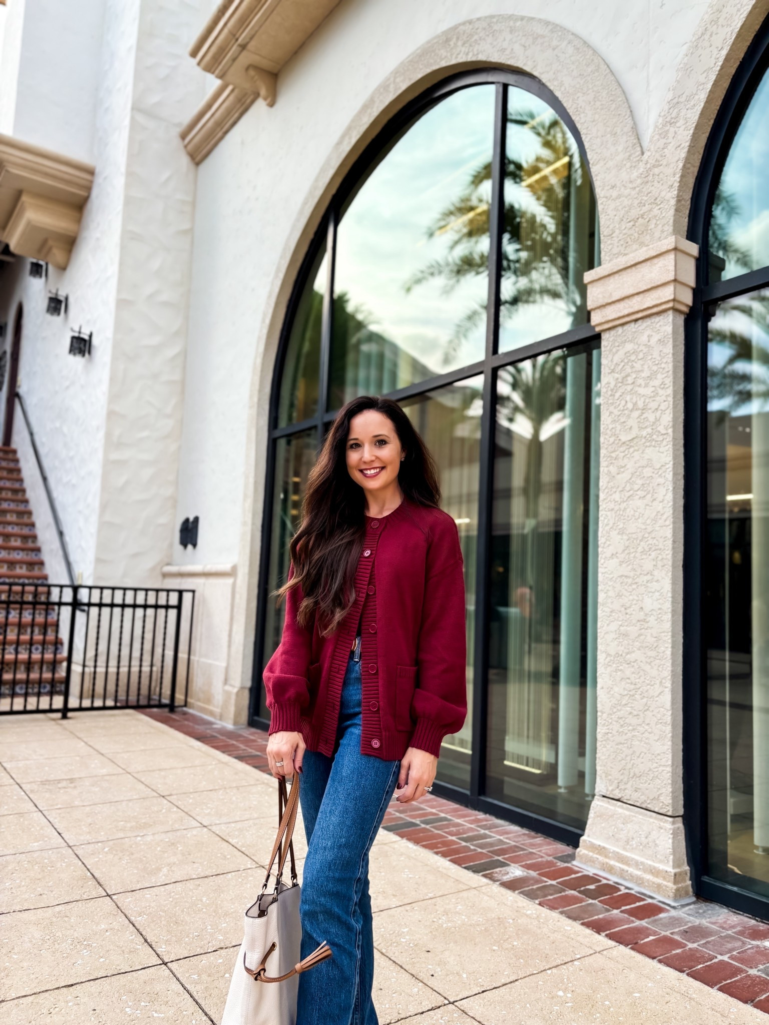 Burgundy cardigan and jeans 

#LTKootd #LTKdayinmylife #LTKgrwm