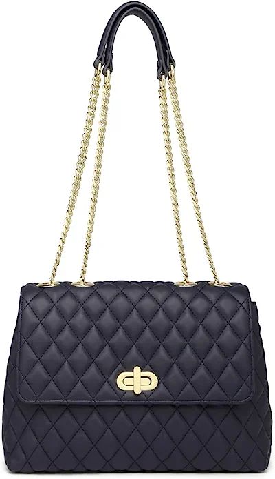 ER.Roulour Quilted Crossbody Bags for Women, Trendy Roomy Shoulder Handbags with Flap Gold Hardwa... | Amazon (US)