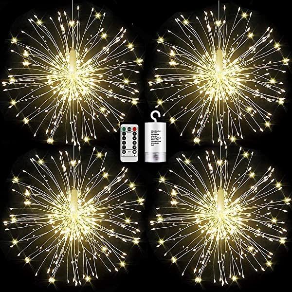 DenicMic Firework Lights 200 LED Copper Wire Starburst Light, 8 Modes Battery Operated Fairy Star Sp | Amazon (US)