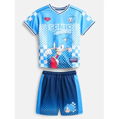 Sonic Boy's Active Short Sleeve Graphic Soccer Short Set, Sizes 4-16 | Walmart (US)