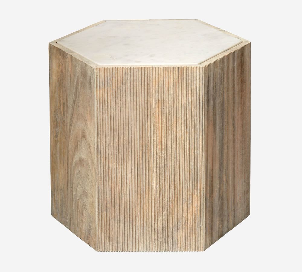 Montclair Marble Hexagon Accent Table, 18&amp;quot; | Pottery Barn (US)