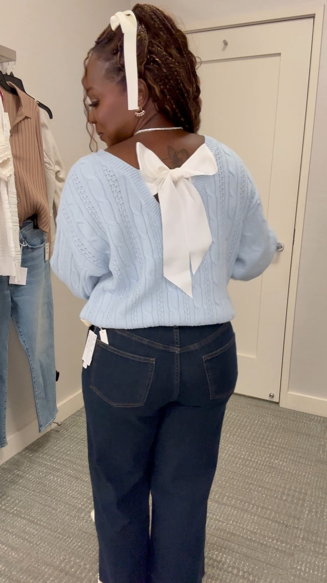 The bow sweater is EVERYTHING!! Comes in two colors. These are petite friendly and perfect to wear with flats! Wearing size medium in top and size 8 in jeans. 

#LTKPetite #LTKStyleTip #LTKSaleAlert