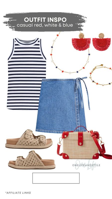 Red, white & blue outfit inspo with many sale finds! Use code yay for extra 20% off tank & skort, 20-25% off the necklace & bracelet, and use code SUMMERFUN for an extra 25% the sandals.

#LTKSeasonal #LTKSaleAlert #LTKStyleTip
