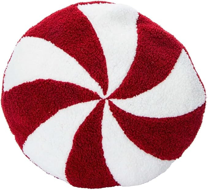 Room 2 Room Sherpa Peppermint Swirl Mint Pillow 14 inches, Red/White | Amazon (US)