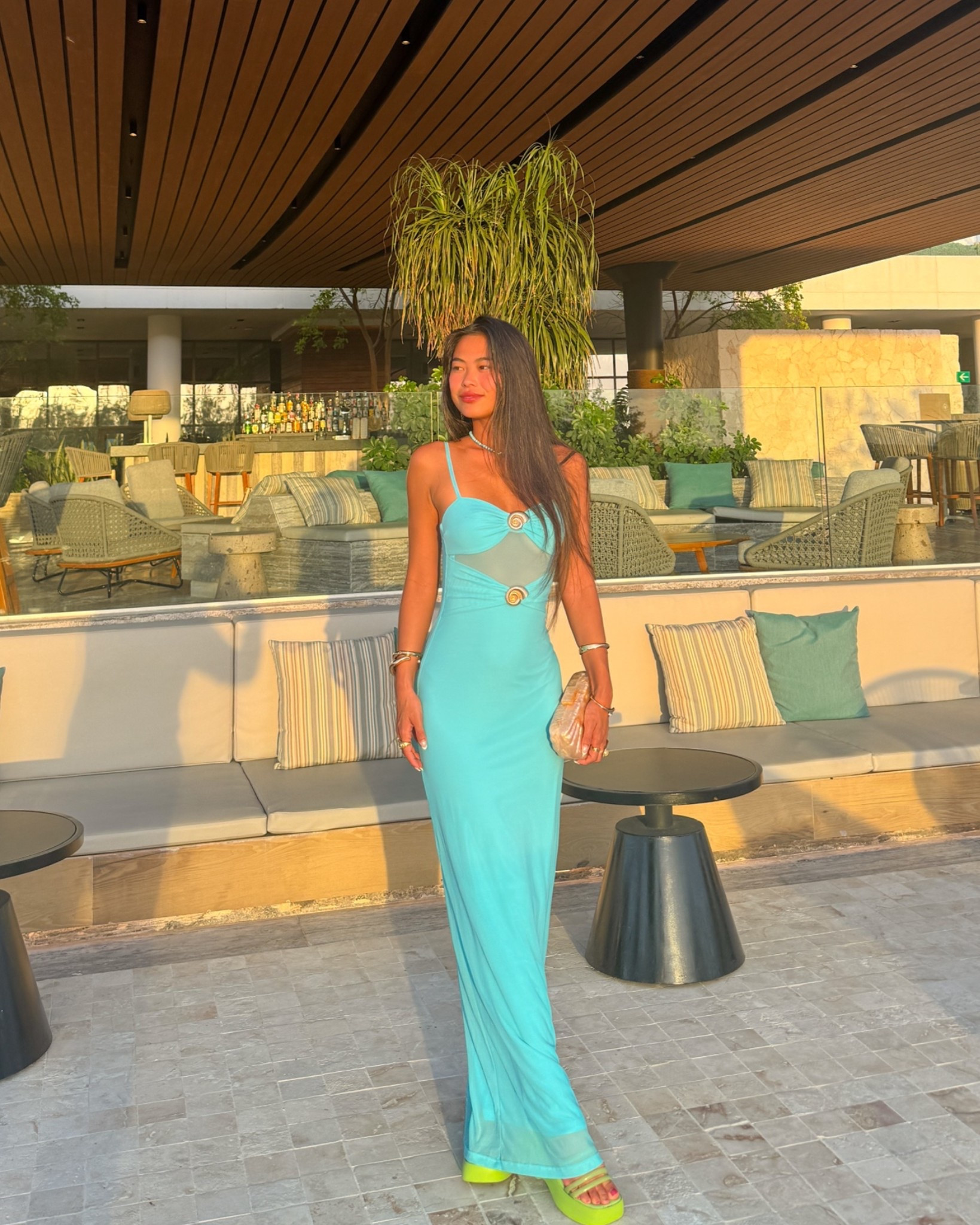 turquoise maxi dress with shell details 🩵 perfect for a dinner vacation outfit.

i’m wearing a size XS for size reference.

#LTKootd #LTKTravel #LTKfitnessgoals