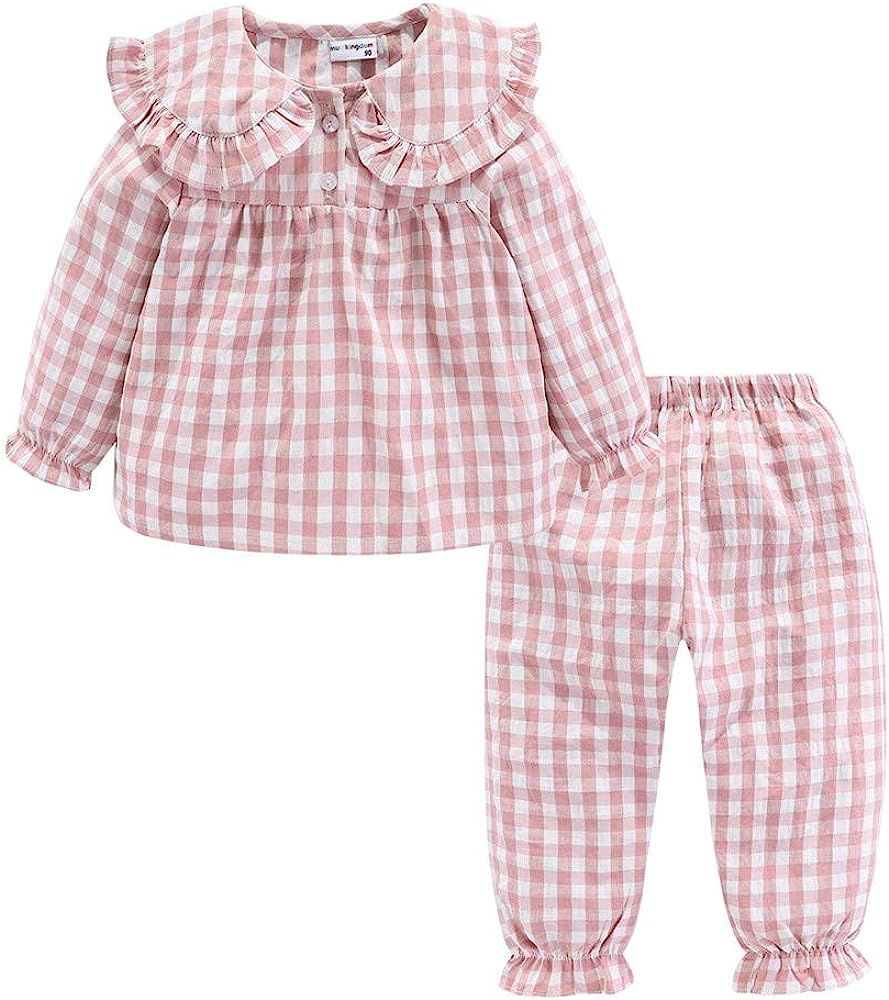 Mud Kingdom Girls Pajamas Set Collared Long Sleeve Sleepwear | Amazon (US)