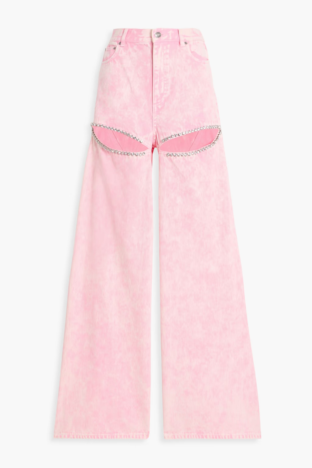 Cutout crystal-embellished high-rise wide-leg jeans | The Outnet (UK and Europe)