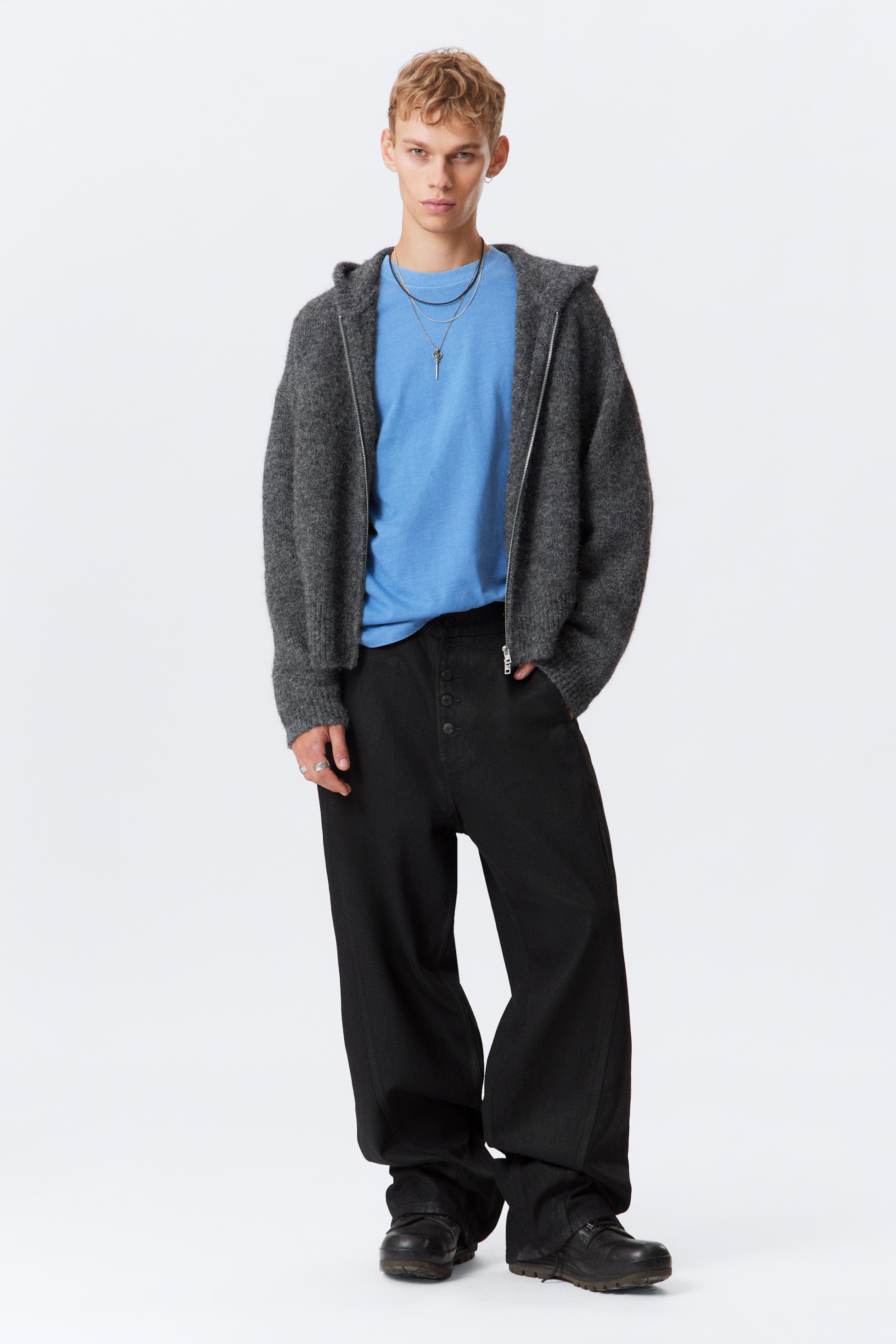 Knitted Boxy Wool-Blend Zip Hoodie | H&M (UK, MY, IN, SG, PH, TW, HK)