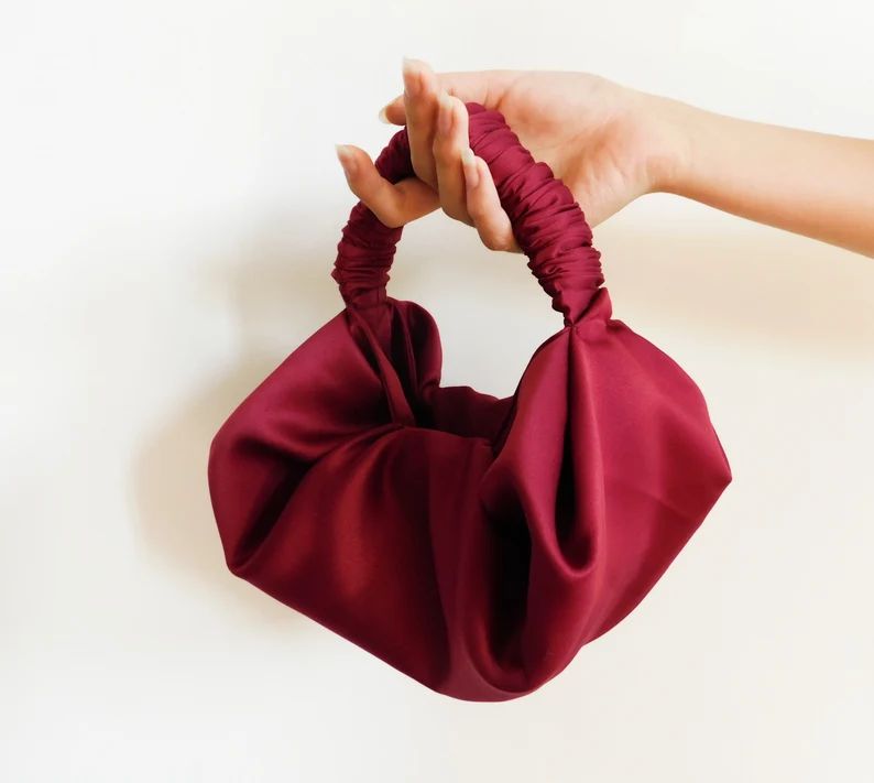 Dumpling Handbag/burgundy Satin Handbag/ruched Handbag/mini | Etsy | Etsy (US)