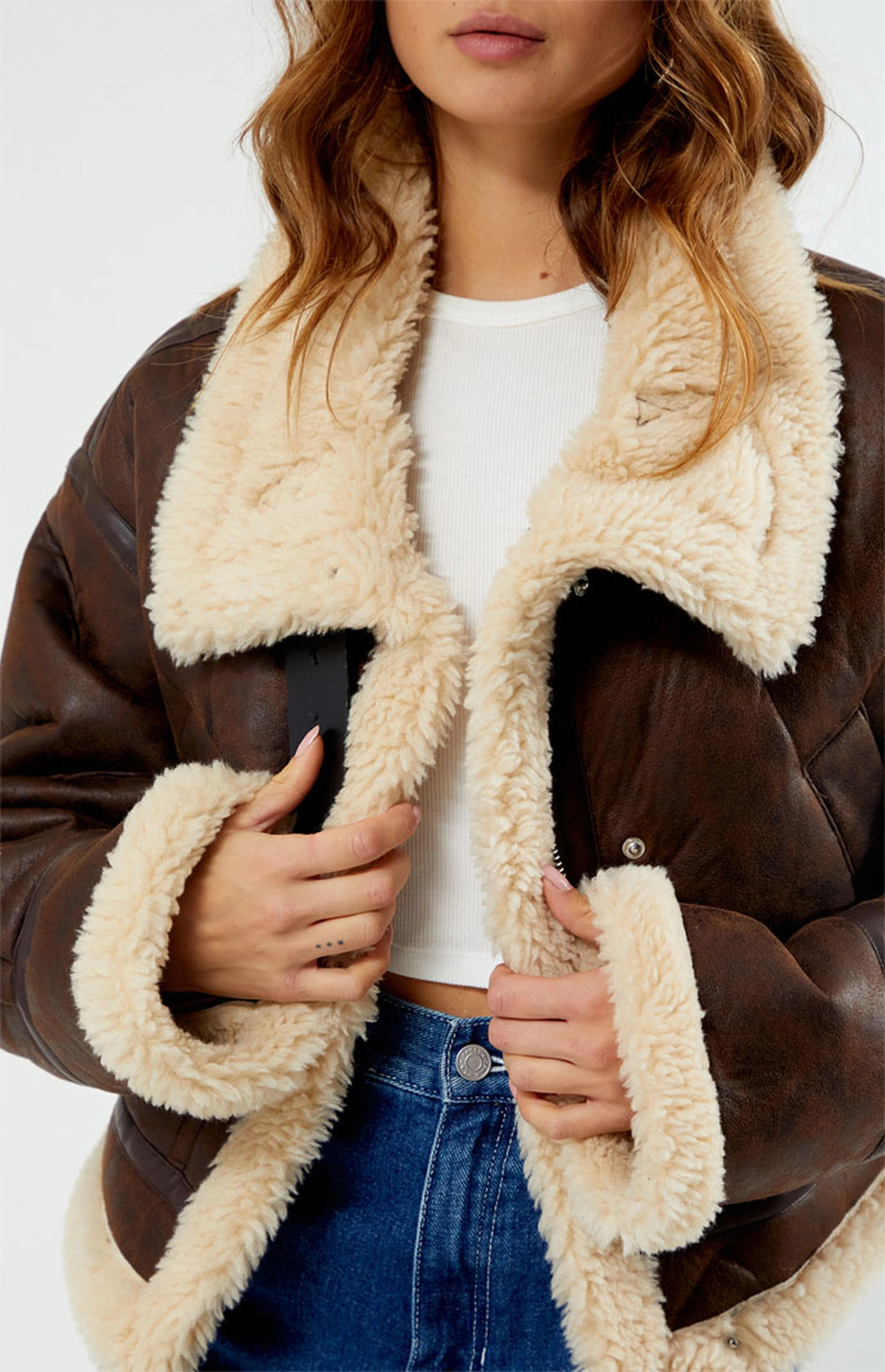 Faux Leather Sherpa Moto Jacket | PacSun