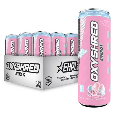 EHPlabs OxyShred Energy Drink - Zero Sugar, Zero Calories, with Amino Acids, Vitamin C, Green Tea Extract & Clean Caffeine - Cotton Candy (12-Pack) | Target
