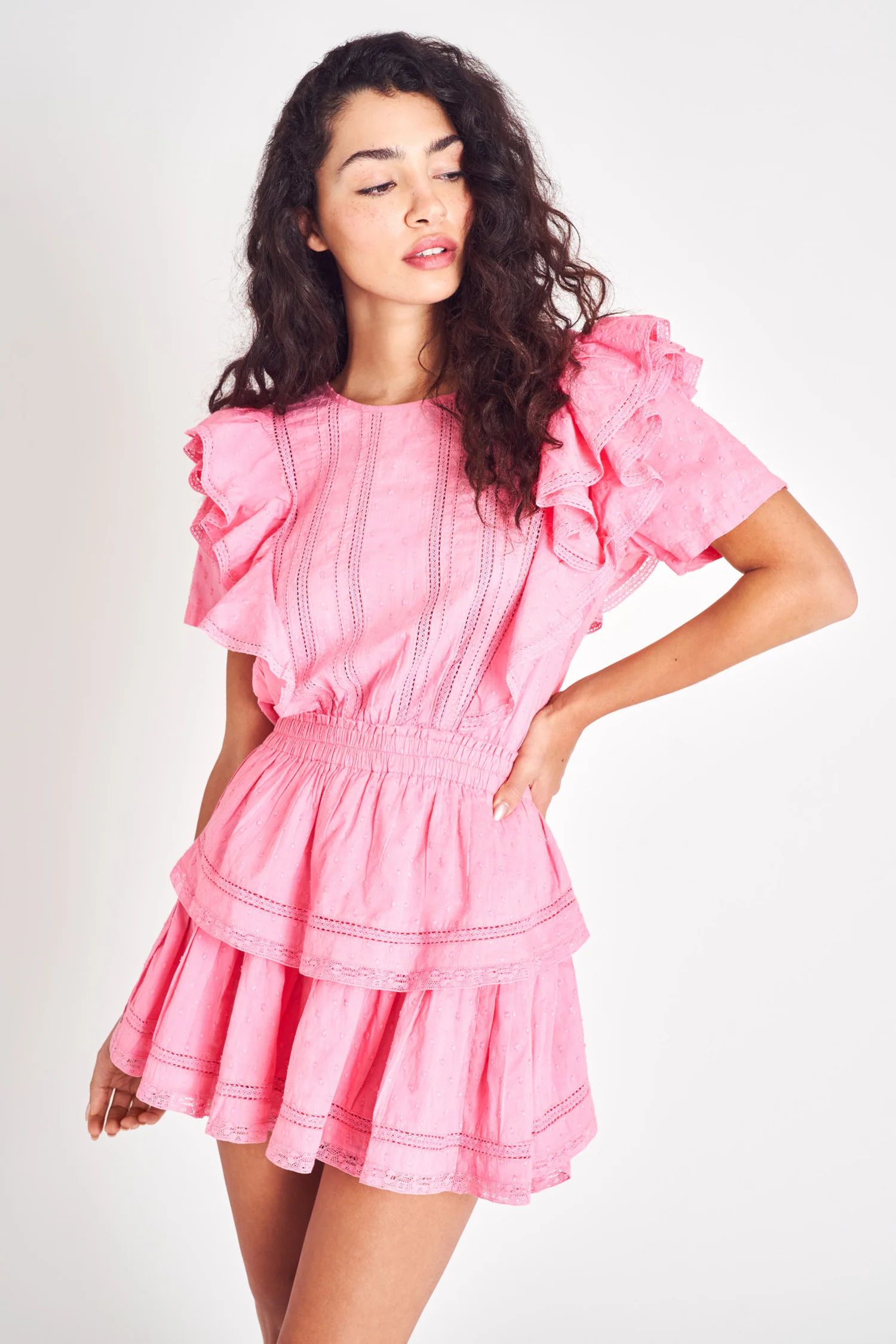 Natasha Mini Dress - VIVID PINK | LOVESHACKFANCY