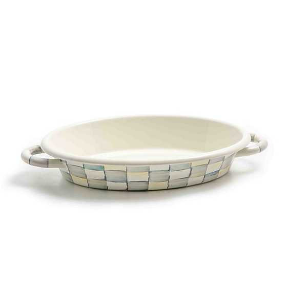Sterling Check Medium Oval Gratin Dish | MacKenzie-Childs