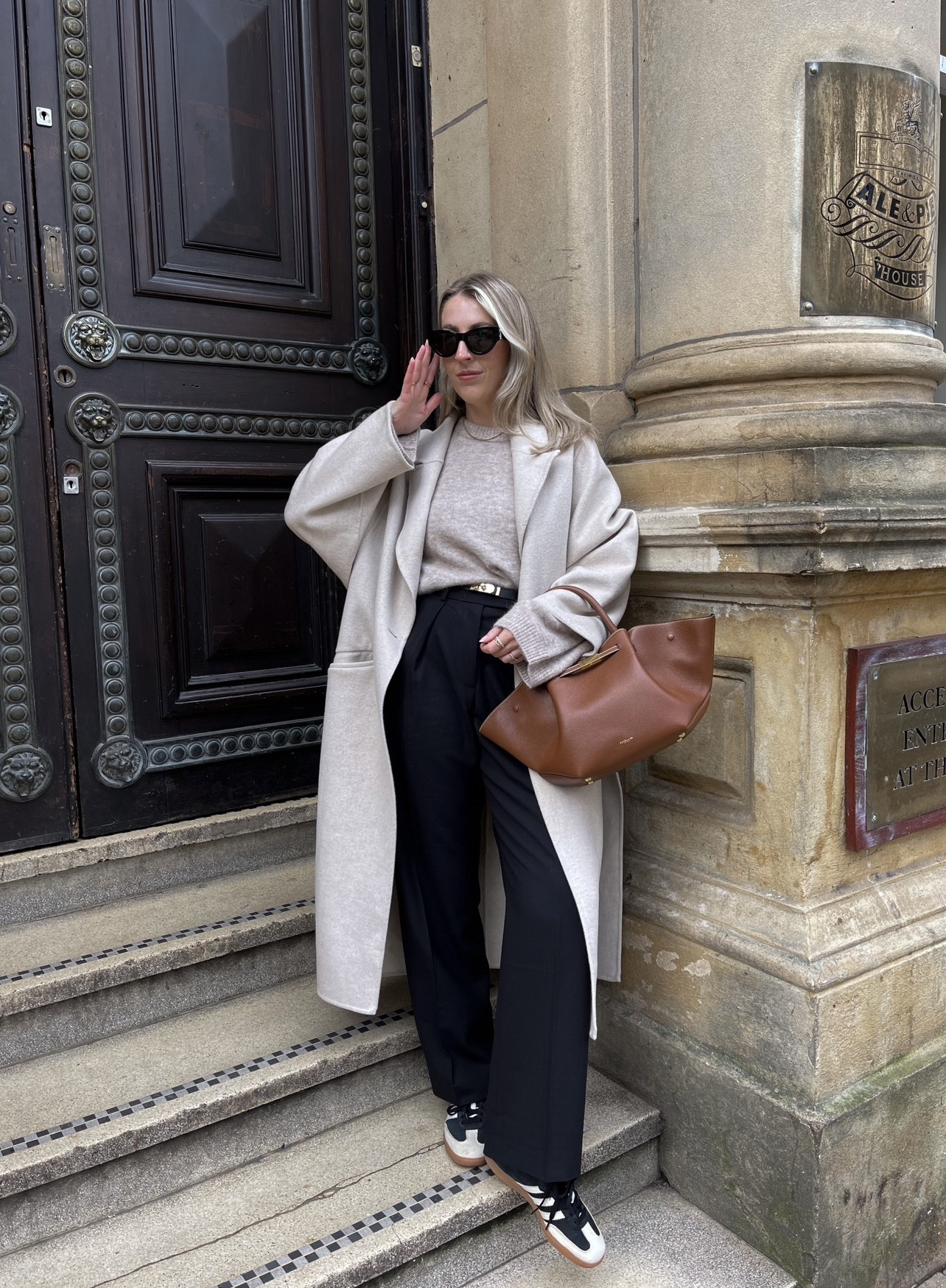 Styling my new Demellier bag in a neutral outfit 🤎💼 

Demellier New York midi bag, black trousers, beige coat, adidas sambas, brown bag, tan bag, leather bag, wool coat, YSL sunglasses 

#LTKSeasonal #LTKitbag #LTKstyletip