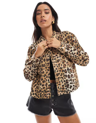 ONLY boxy faux suede jacket in leopard print | ASOS | ASOS (Global)