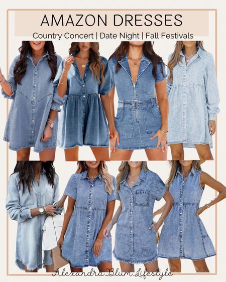 Denim dresses from Amazon! Spring dress! Summer dress! Country concert dress! Western style! Casual dress! Fall dress! Jean dress! Date night! Amazon fashion! Amazon dresses! 

#LTKfindsunder50 #LTKfindsunder100 #LTKFestival