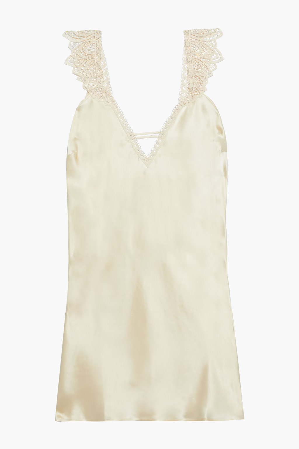 Cream Pensée crocheted lace-trimmed silk-blend satin chemise | Sale up to 70% off | THE OUTNET |... | The Outnet (UK and Europe)