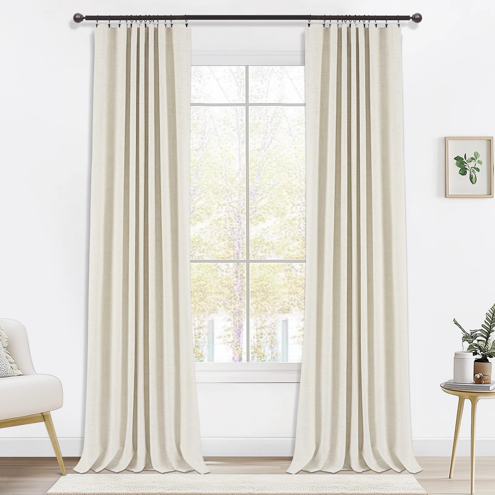 Wade Logan® Birglinde Faux Linen Textured Thermal 100% Blackout Curtains for Bedroom Living Room... | Wayfair North America
