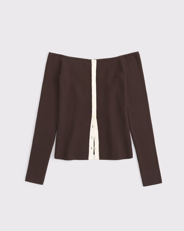 Off-The-Shoulder Button-Through Top | Abercrombie & Fitch (US)