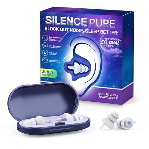 Ear Plugs for Sleeping - Soft Reusable Silicone Ear Plugs for Noise Reduction Earbuds & Focus (35dB), 3D Oval Noise Cancelling Design, Ideal for Side Sleepers - 2 Pairs (S + M/L) | Amazon (US)